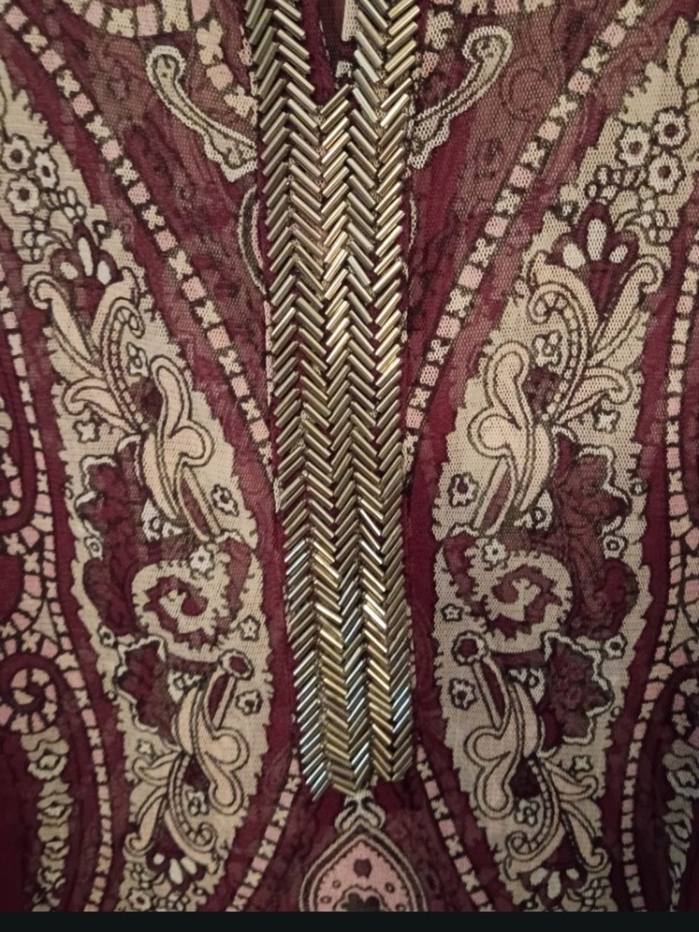 INC International Concepts Burgundy Paisley Scoop-Neck Boho Blouse - Picture 4 of 5